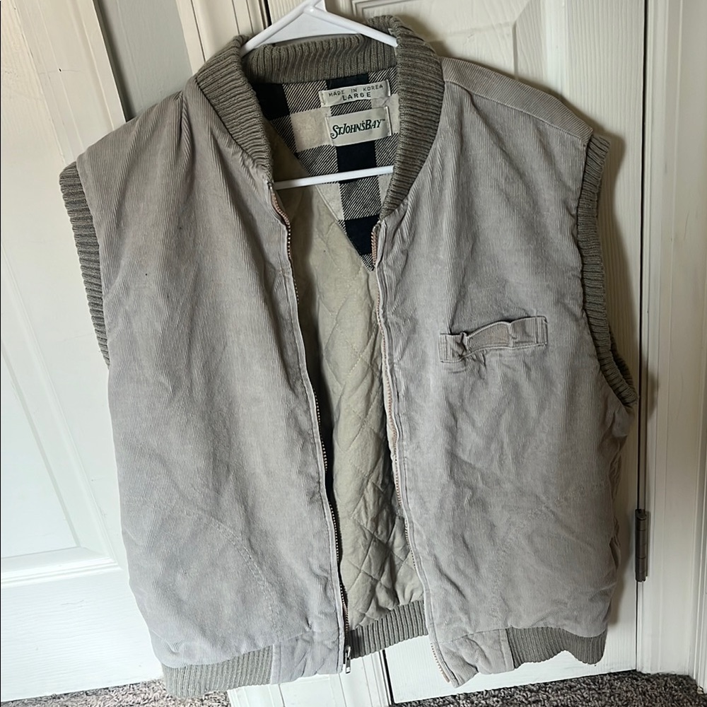 St. John's Bay Gray Casual Vest with Zipper Closure